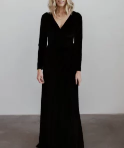 BB Custom Esmerelda Velvet Wrap Maxi Dress | Black Dresses 8 BB Custom Esmerelda Velvet Wrap Maxi Dress | Black Dresses