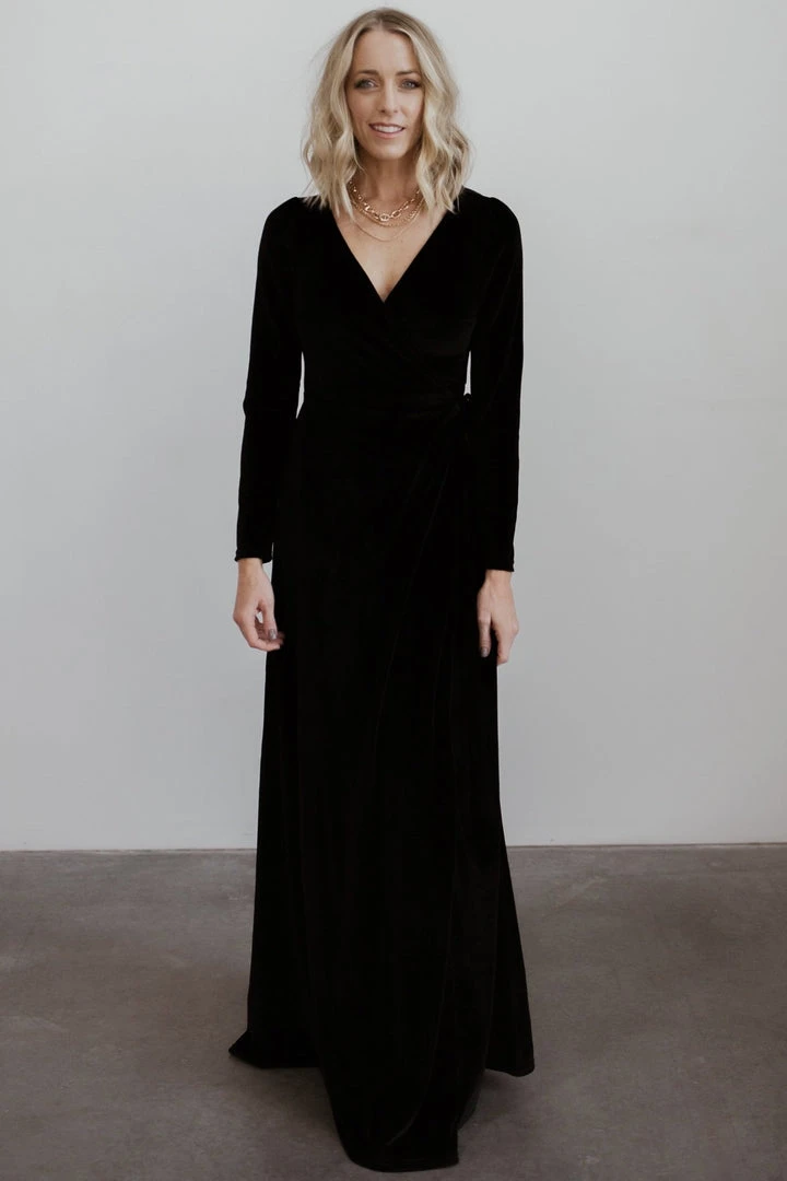 BB Custom Esmerelda Velvet Wrap Maxi Dress | Black Dresses 4 BB Custom Esmerelda Velvet Wrap Maxi Dress | Black Dresses