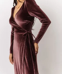 BB Custom Dresses Esmerelda Velvet Wrap Maxi Dress | Dusty Plum