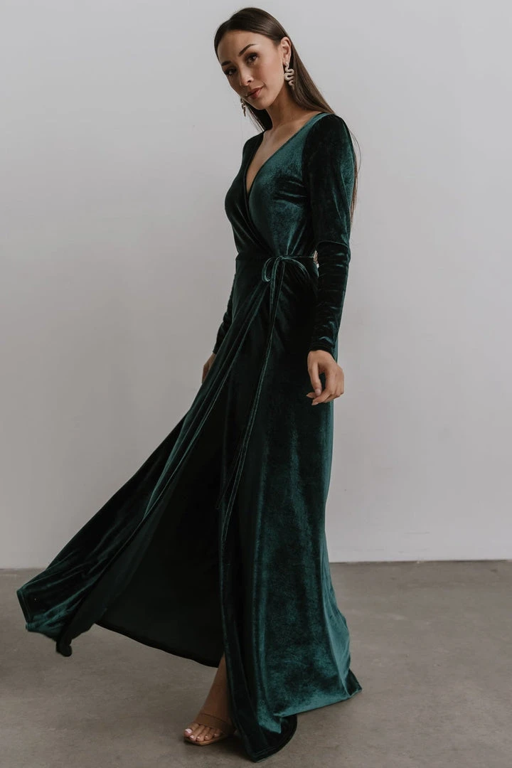 BB Custom Esmerelda Velvet Wrap Maxi Dress | Emerald Dresses 6 BB Custom Esmerelda Velvet Wrap Maxi Dress | Emerald Dresses