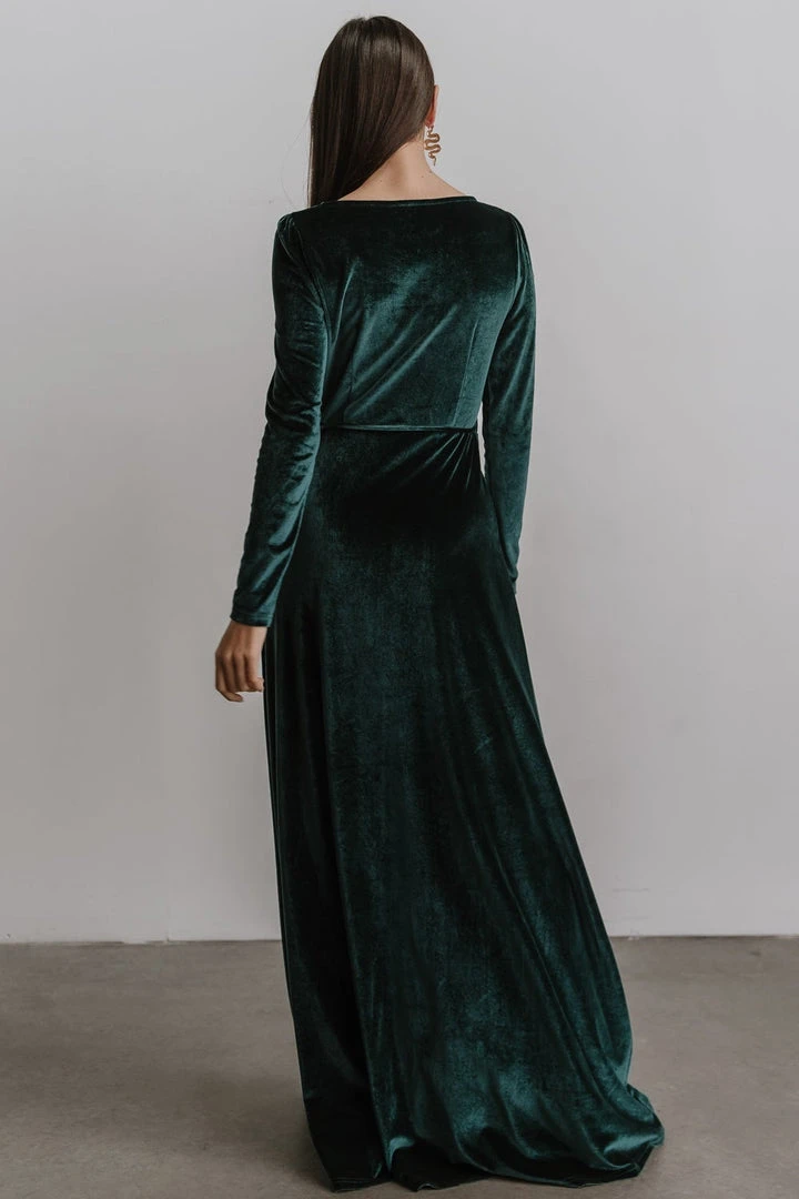 BB Custom Esmerelda Velvet Wrap Maxi Dress | Emerald Dresses 5 BB Custom Esmerelda Velvet Wrap Maxi Dress | Emerald Dresses
