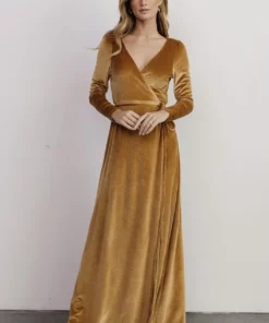 BB Custom Esmerelda Velvet Wrap Maxi Dress | Gold