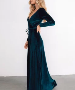 BB Custom Esmerelda Velvet Wrap Maxi Dress | Jade