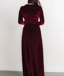 BB Custom Esmerelda Velvet Wrap Maxi Dress | Merlot Dresses