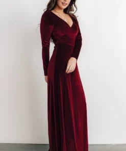 BB Custom Esmerelda Velvet Wrap Maxi Dress | Merlot Dresses