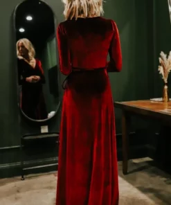 BB Custom Esmerelda Velvet Wrap Maxi Dress | Merlot Dresses