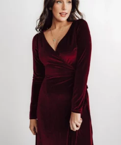 BB Custom Esmerelda Velvet Wrap Maxi Dress | Merlot Dresses