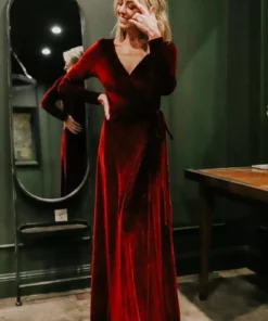 BB Custom Esmerelda Velvet Wrap Maxi Dress | Merlot Dresses