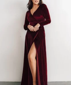 BB Custom Esmerelda Velvet Wrap Maxi Dress | Merlot Dresses