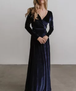 BB Custom Esmerelda Velvet Wrap Maxi Dress | Navy