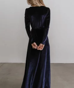 BB Custom Esmerelda Velvet Wrap Maxi Dress | Navy