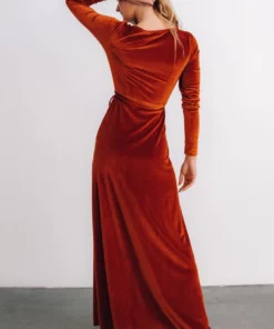BB Custom Esmerelda Velvet Wrap Maxi Dress | Rust 13 BB Custom Esmerelda Velvet Wrap Maxi Dress | Rust
