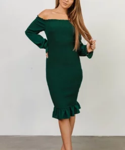 BB Custom Esther Smocked Midi Dress | Green
