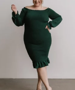 BB Custom Esther Smocked Midi Dress | Green