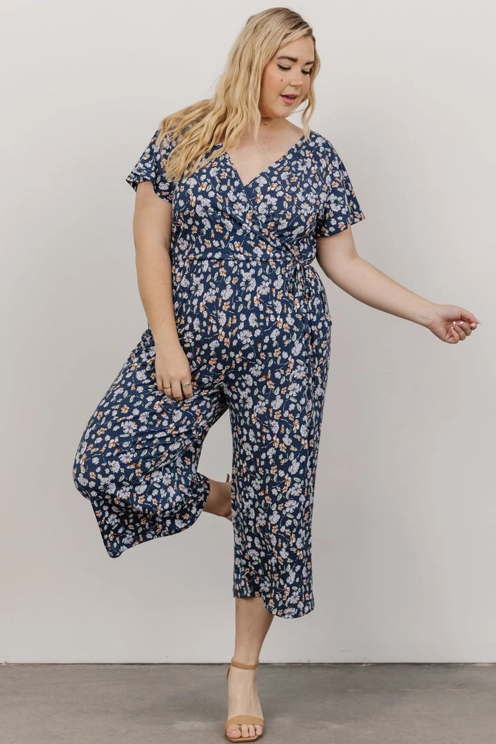 GIL Evie V Neck Jumpsuit | Navy Multi Floral 1 GIL Evie V Neck Jumpsuit | Navy Multi Floral