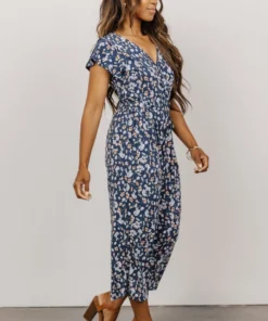 GIL Evie V Neck Jumpsuit | Navy Multi Floral 18 GIL Evie V Neck Jumpsuit | Navy Multi Floral