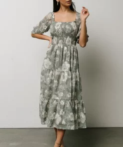 BB Custom Dresses Fabian Jacquard Midi Dress | Dusty Sage