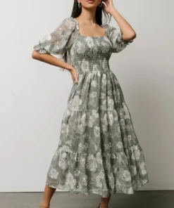 BB Custom Dresses Fabian Jacquard Midi Dress | Dusty Sage