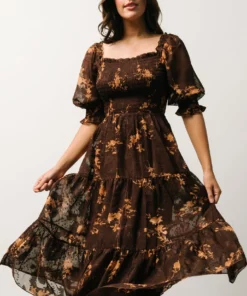 BB Custom Dresses Fabian Jacquard Midi Dress | Mahogany Floral 13 BB Custom Dresses Fabian Jacquard Midi Dress | Mahogany Floral
