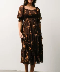 BB Custom Dresses Fabian Jacquard Midi Dress | Mahogany Floral 12 BB Custom Dresses Fabian Jacquard Midi Dress | Mahogany Floral