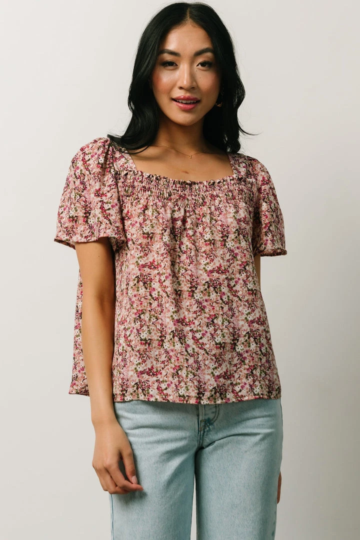 HAY Felix Peasant Top | Mauve Multi Floral 1 HAY Felix Peasant Top | Mauve Multi Floral