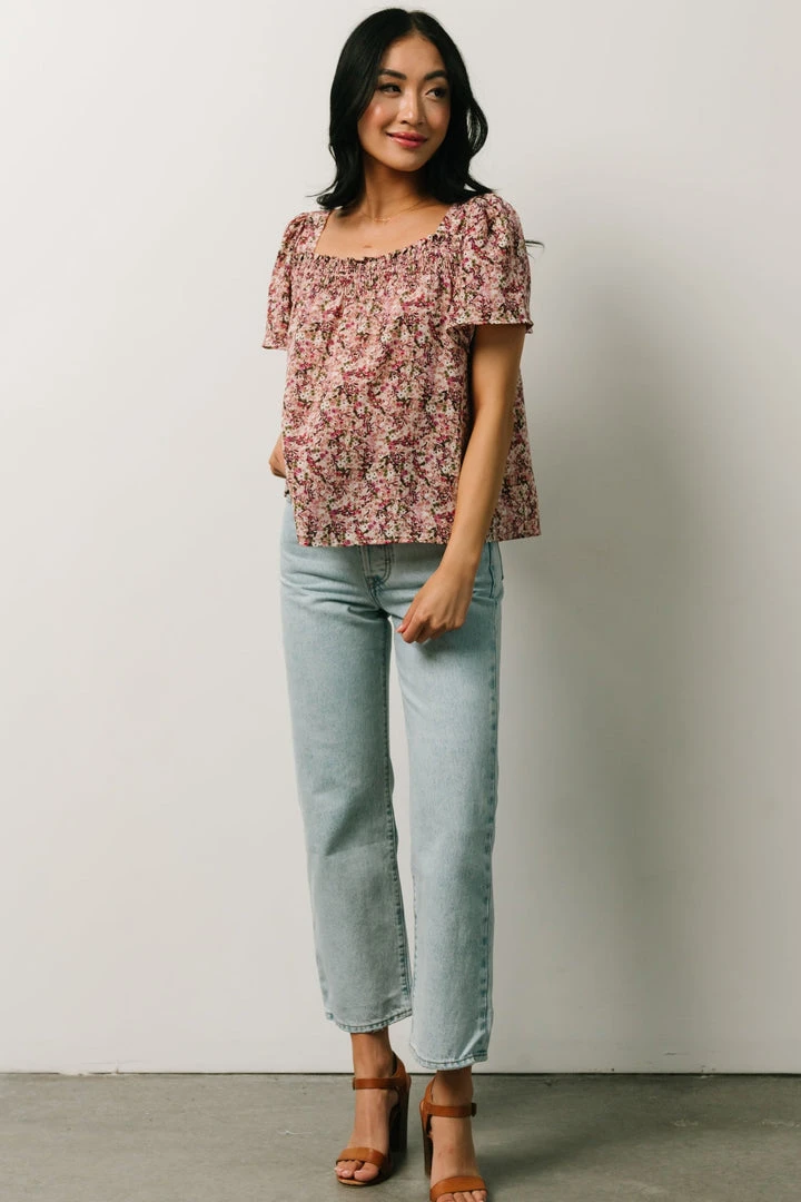 HAY Felix Peasant Top | Mauve Multi Floral 6 HAY Felix Peasant Top | Mauve Multi Floral