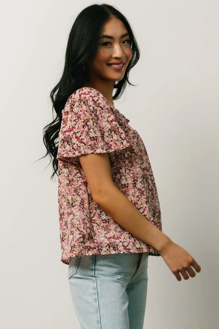 HAY Felix Peasant Top | Mauve Multi Floral 5 HAY Felix Peasant Top | Mauve Multi Floral