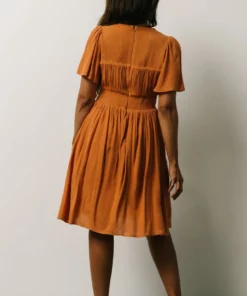 IL Fiona Pintuck Pleat Mini Dress | Camel