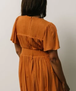 IL Fiona Pintuck Pleat Mini Dress | Camel