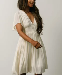 IL Fiona Pintuck Pleat Mini Dress | Cream Dresses 13 IL Fiona Pintuck Pleat Mini Dress | Cream Dresses