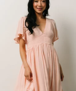 IL Fiona Pintuck Pleat Mini Dress | Peach Dresses