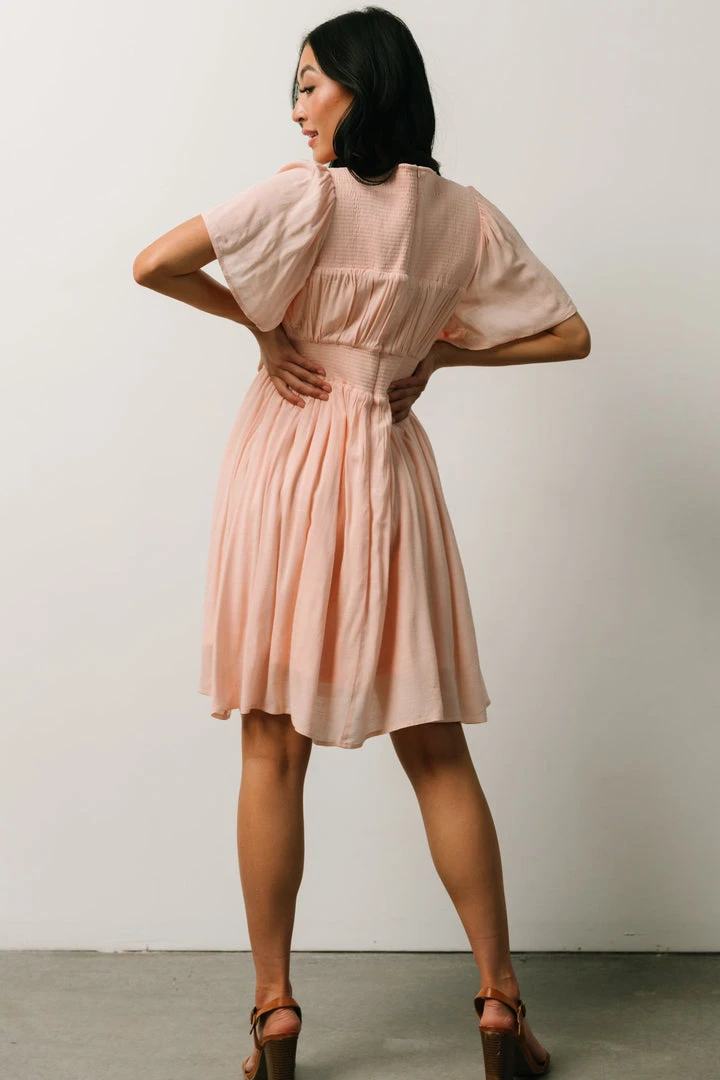 IL Fiona Pintuck Pleat Mini Dress | Peach Dresses 4 IL Fiona Pintuck Pleat Mini Dress | Peach Dresses
