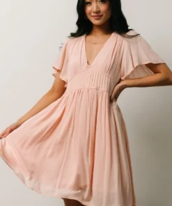 IL Fiona Pintuck Pleat Mini Dress | Peach Dresses 14 IL Fiona Pintuck Pleat Mini Dress | Peach Dresses