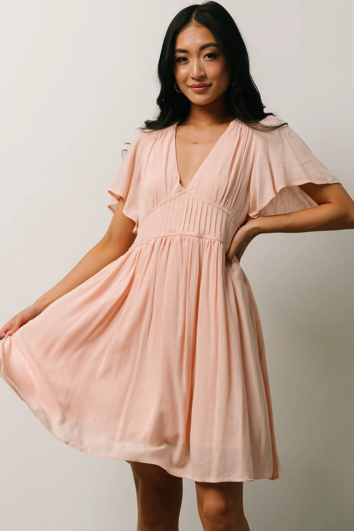 IL Fiona Pintuck Pleat Mini Dress | Peach Dresses 7 IL Fiona Pintuck Pleat Mini Dress | Peach Dresses