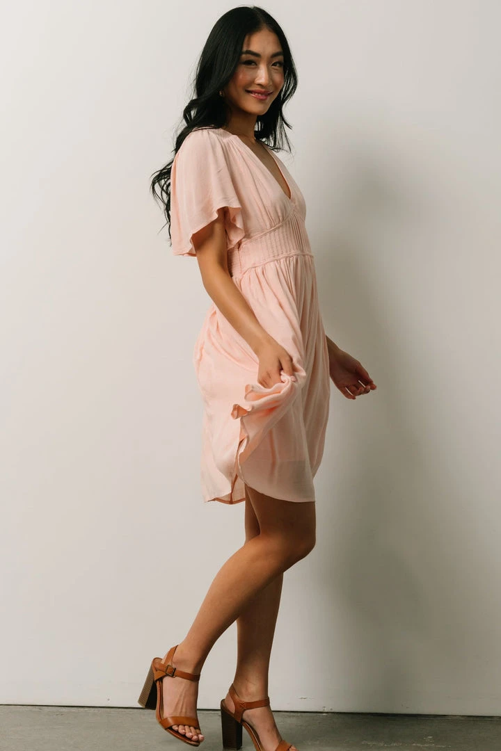 IL Fiona Pintuck Pleat Mini Dress | Peach Dresses 5 IL Fiona Pintuck Pleat Mini Dress | Peach Dresses