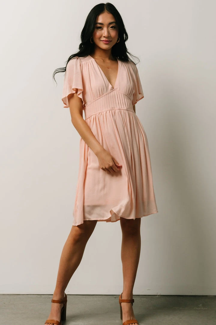 IL Fiona Pintuck Pleat Mini Dress | Peach Dresses 1 IL Fiona Pintuck Pleat Mini Dress | Peach Dresses