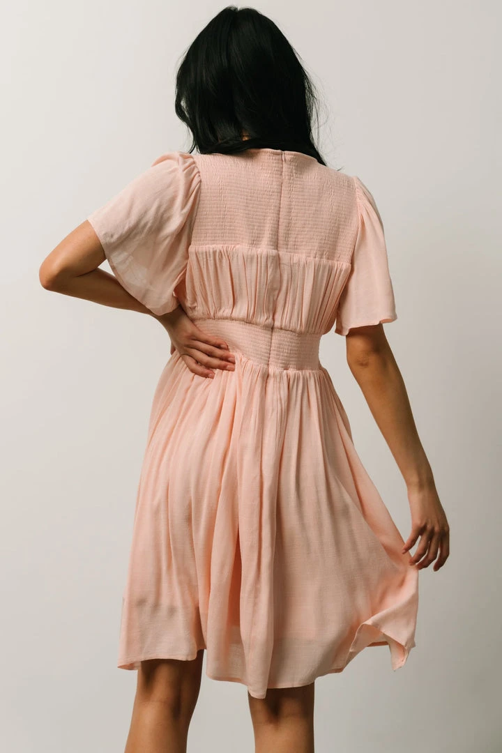 IL Fiona Pintuck Pleat Mini Dress | Peach Dresses 3 IL Fiona Pintuck Pleat Mini Dress | Peach Dresses