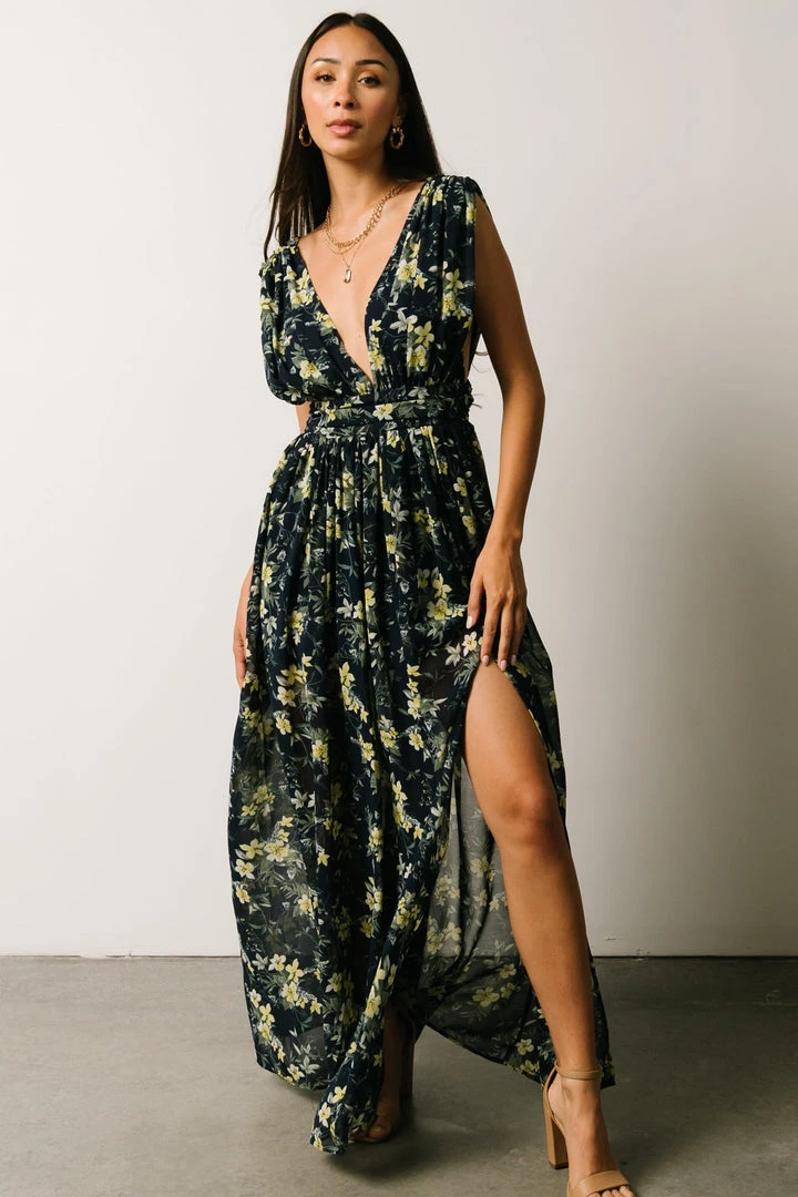 DD Flynn V-Neck Maxi Dress | Navy Floral Dresses 1 DD Flynn V-Neck Maxi Dress | Navy Floral Dresses
