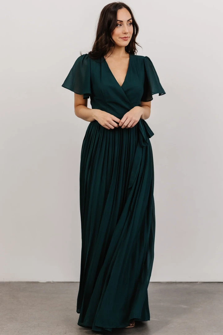 Soi Francine Pleated Wrap Maxi Dress | Emerald 7 Soi Francine Pleated Wrap Maxi Dress | Emerald