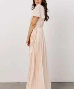 Soi Francine Pleated Wrap Maxi Dress | Light Peach Dresses