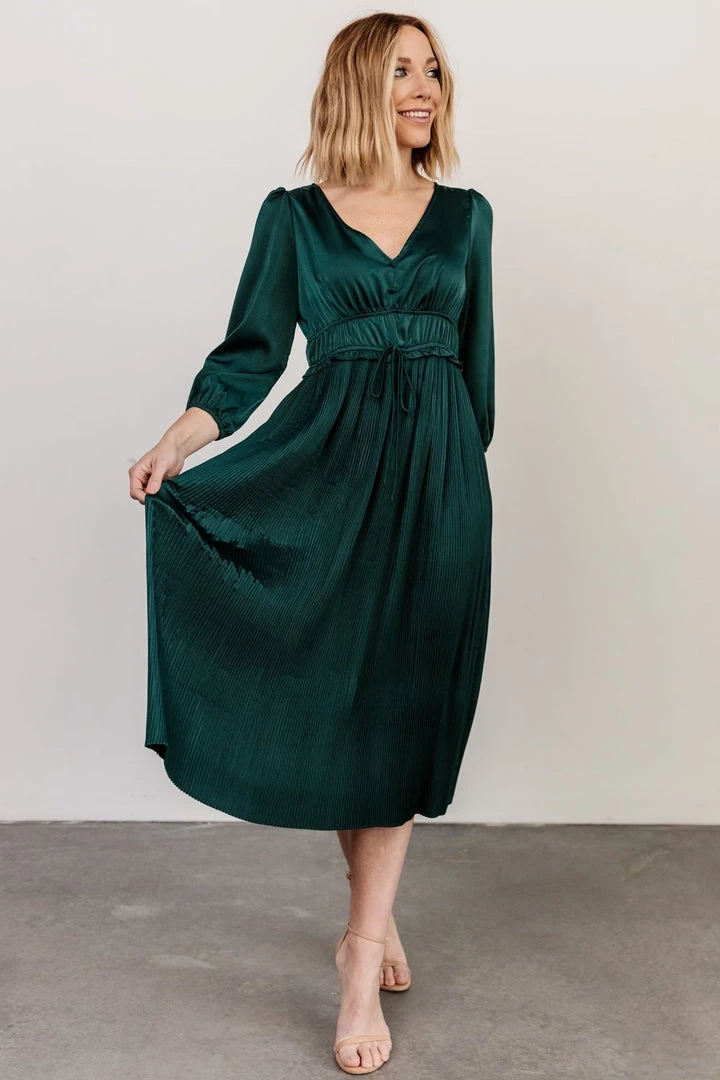 POL Dresses Gabriella Satin Midi Dress | Dark Green 2 POL Dresses Gabriella Satin Midi Dress | Dark Green