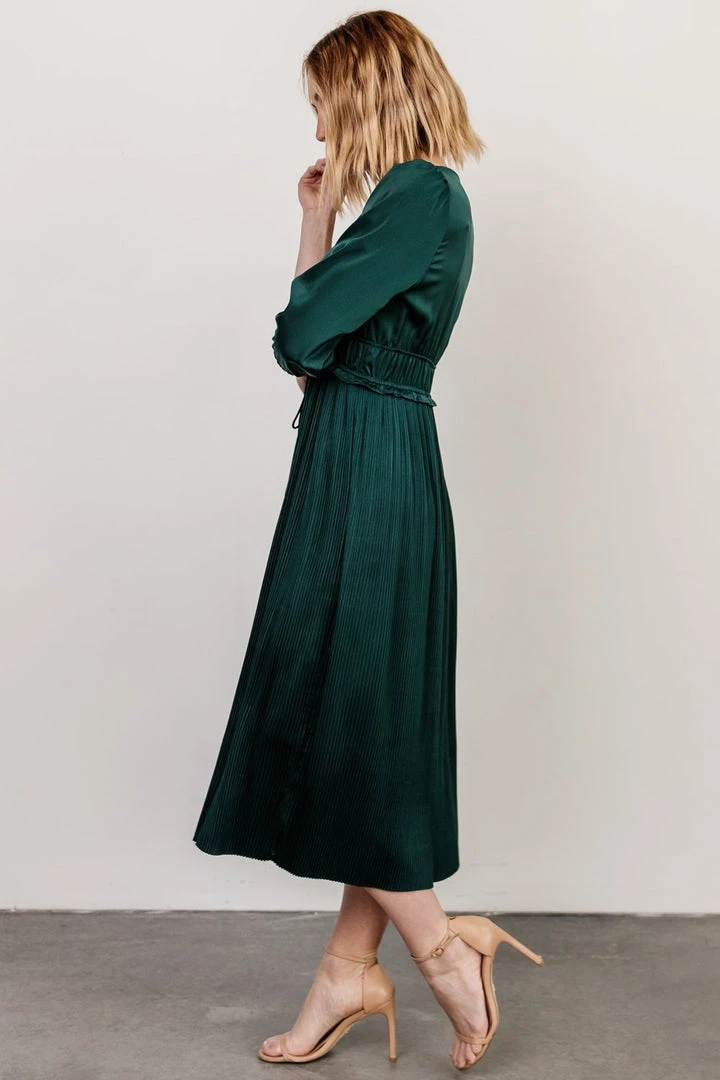POL Dresses Gabriella Satin Midi Dress | Dark Green 4 POL Dresses Gabriella Satin Midi Dress | Dark Green