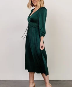 POL Dresses Gabriella Satin Midi Dress | Dark Green 9 POL Dresses Gabriella Satin Midi Dress | Dark Green