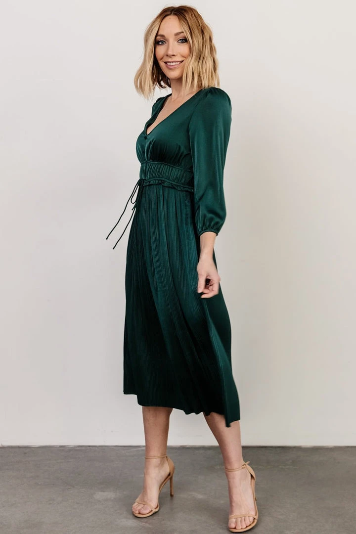 POL Dresses Gabriella Satin Midi Dress | Dark Green 3 POL Dresses Gabriella Satin Midi Dress | Dark Green