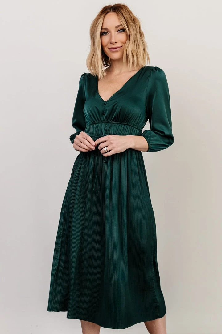 POL Dresses Gabriella Satin Midi Dress | Dark Green 1 POL Dresses Gabriella Satin Midi Dress | Dark Green