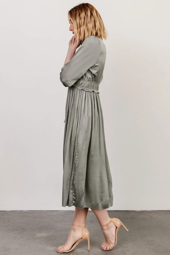 POL Gabriella Satin Midi Dress | Eucalyptus 4 POL Gabriella Satin Midi Dress | Eucalyptus