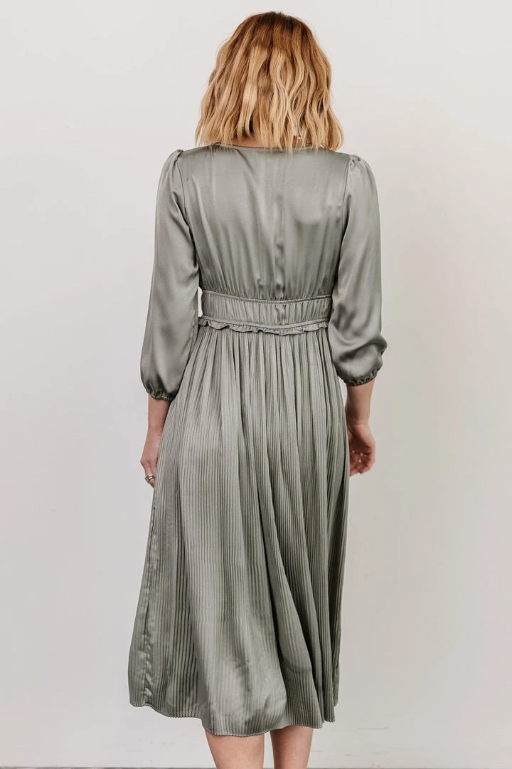 POL Gabriella Satin Midi Dress | Eucalyptus 5 POL Gabriella Satin Midi Dress | Eucalyptus