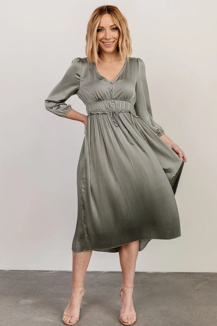 POL Gabriella Satin Midi Dress | Eucalyptus 6 POL Gabriella Satin Midi Dress | Eucalyptus