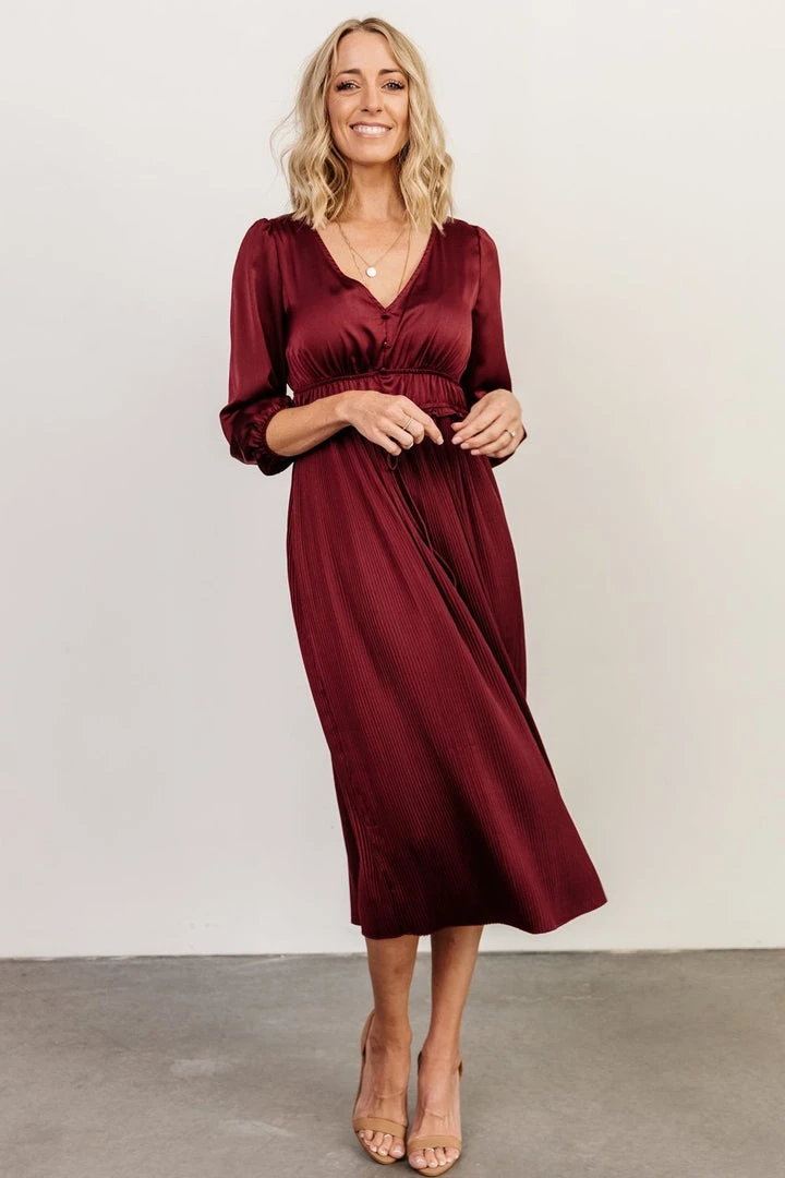 POL Dresses Gabriella Satin Midi Dress | Merlot 6 POL Dresses Gabriella Satin Midi Dress | Merlot