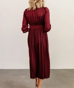 POL Dresses Gabriella Satin Midi Dress | Merlot 8 POL Dresses Gabriella Satin Midi Dress | Merlot